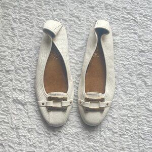 White Faux Leather Ballet Flats